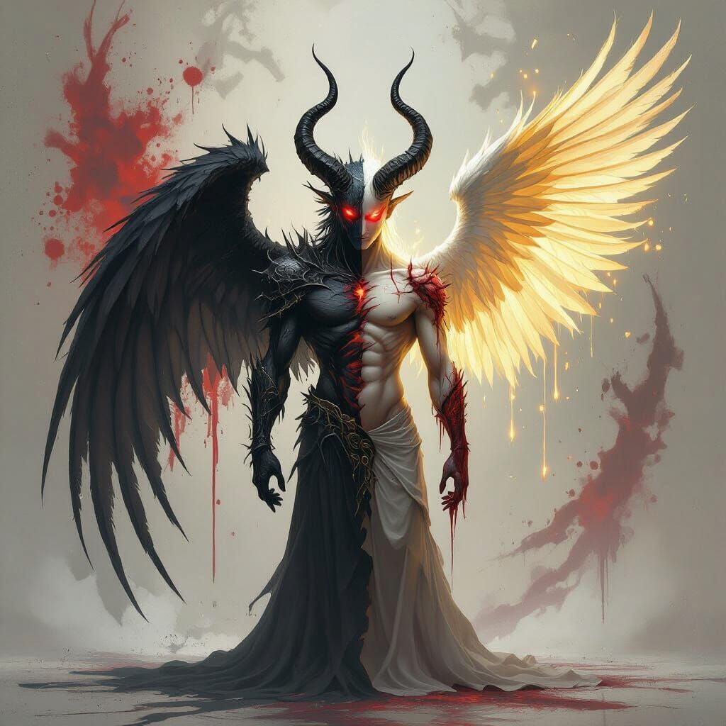 Tormented Demon's Angelic Metamorphosis in Gritty Horror Sty...