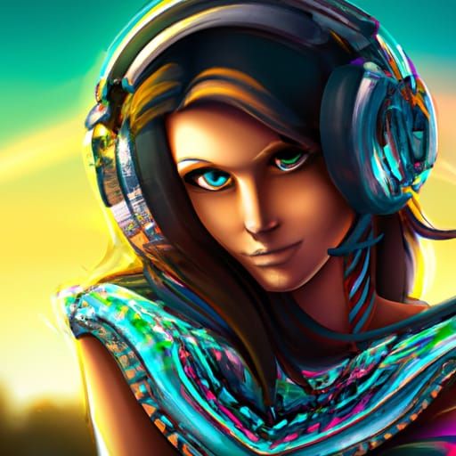 DJ Girl on Goa Open Air: Hyperdetailed Portrait