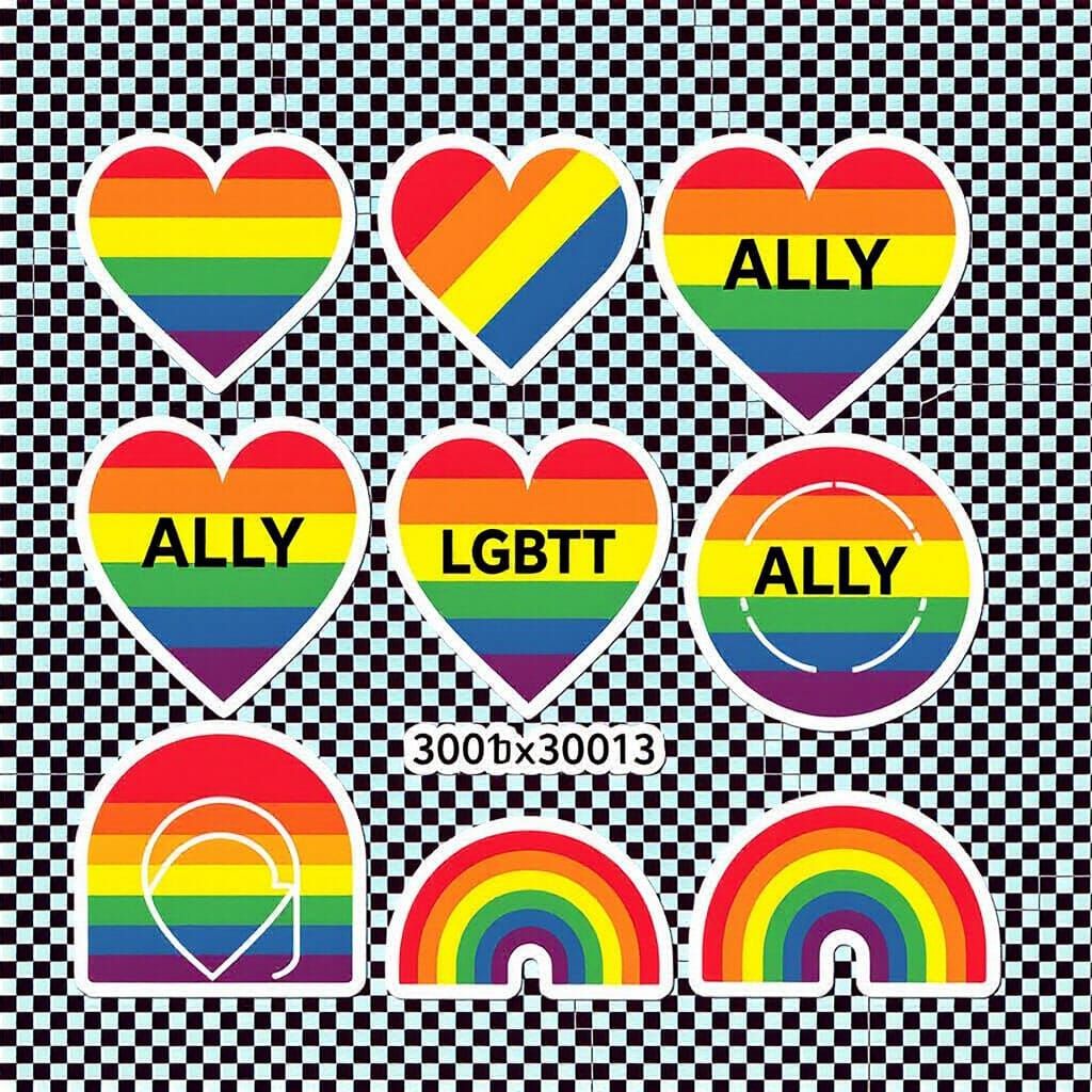 LGBTQ+ Pride Stickers in Minimalist Line Art Style