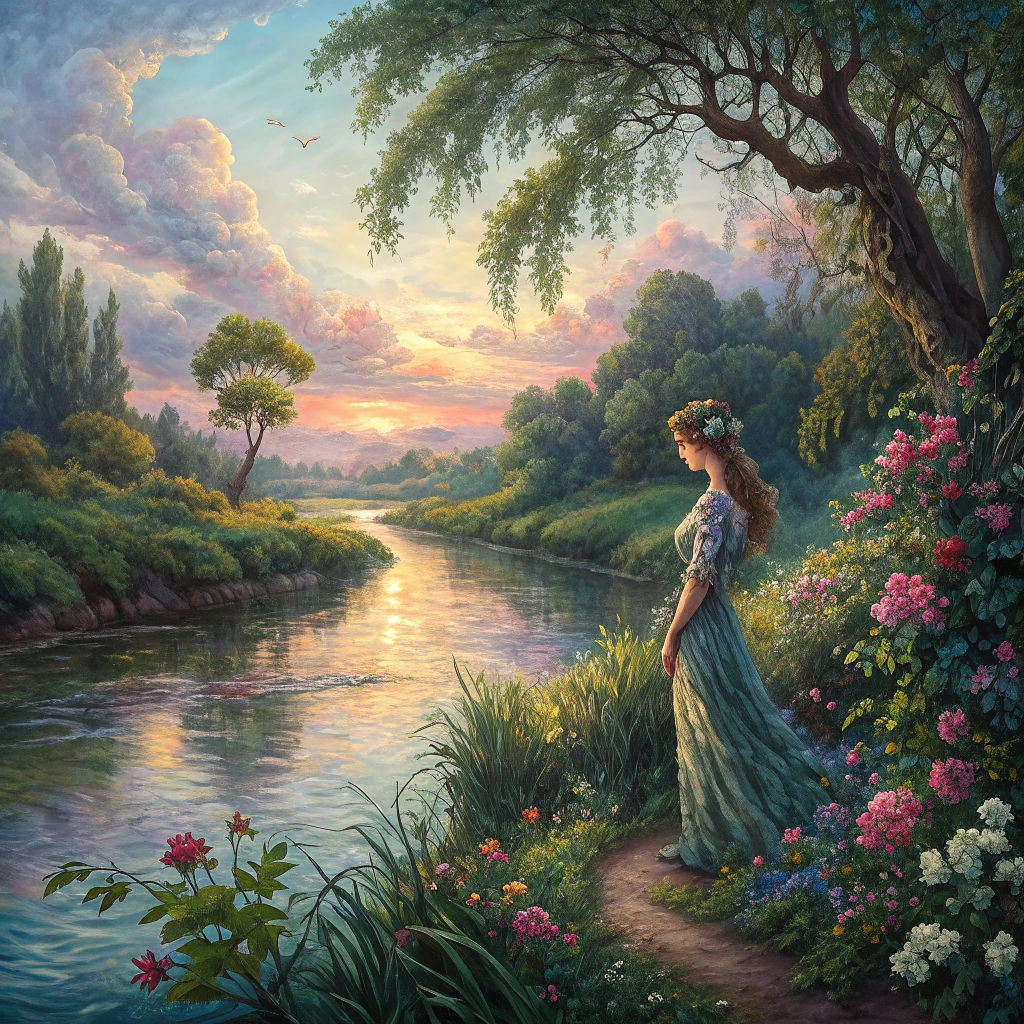 Detailed River Scene Inspired by Roslin and Wall