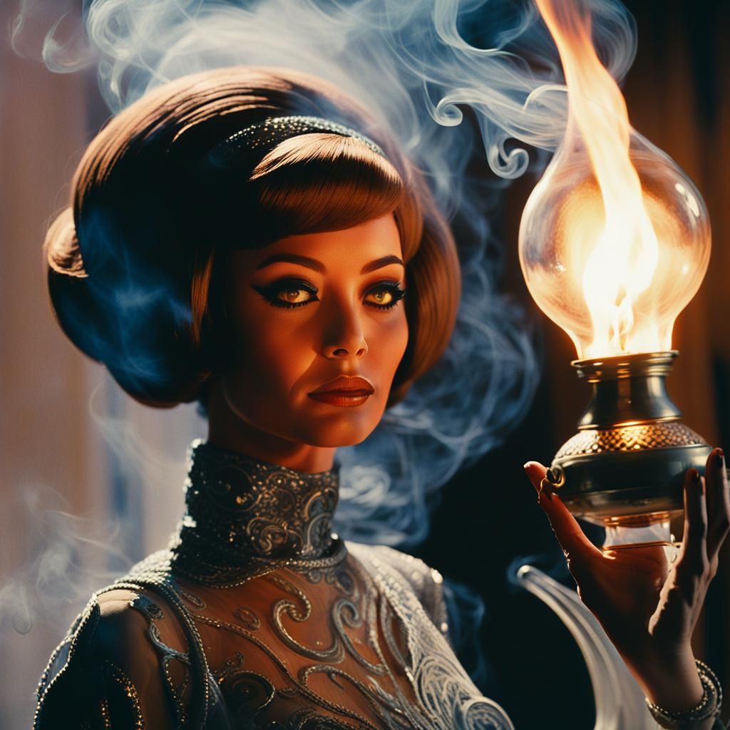 Female Djinn Emerges in Retro-Futuristic Style