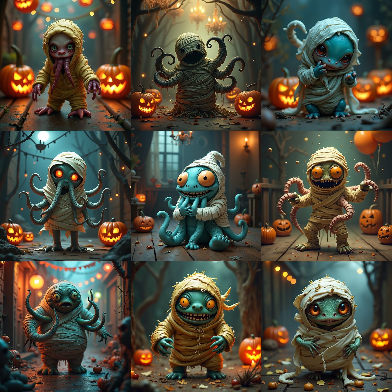 Tentacled Monster's Halloween Mummy Costume Mishap