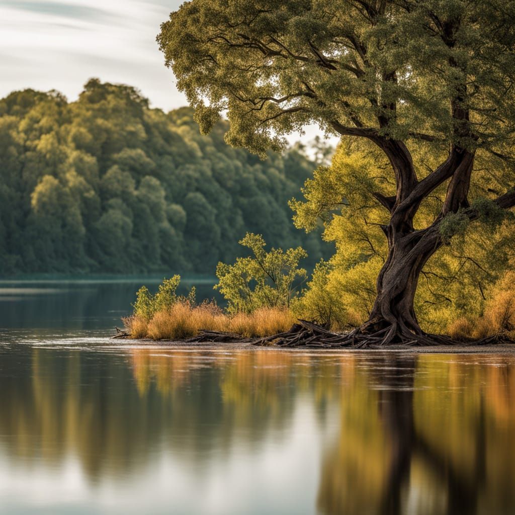 Tranquil Lake Landscape with Reflections
