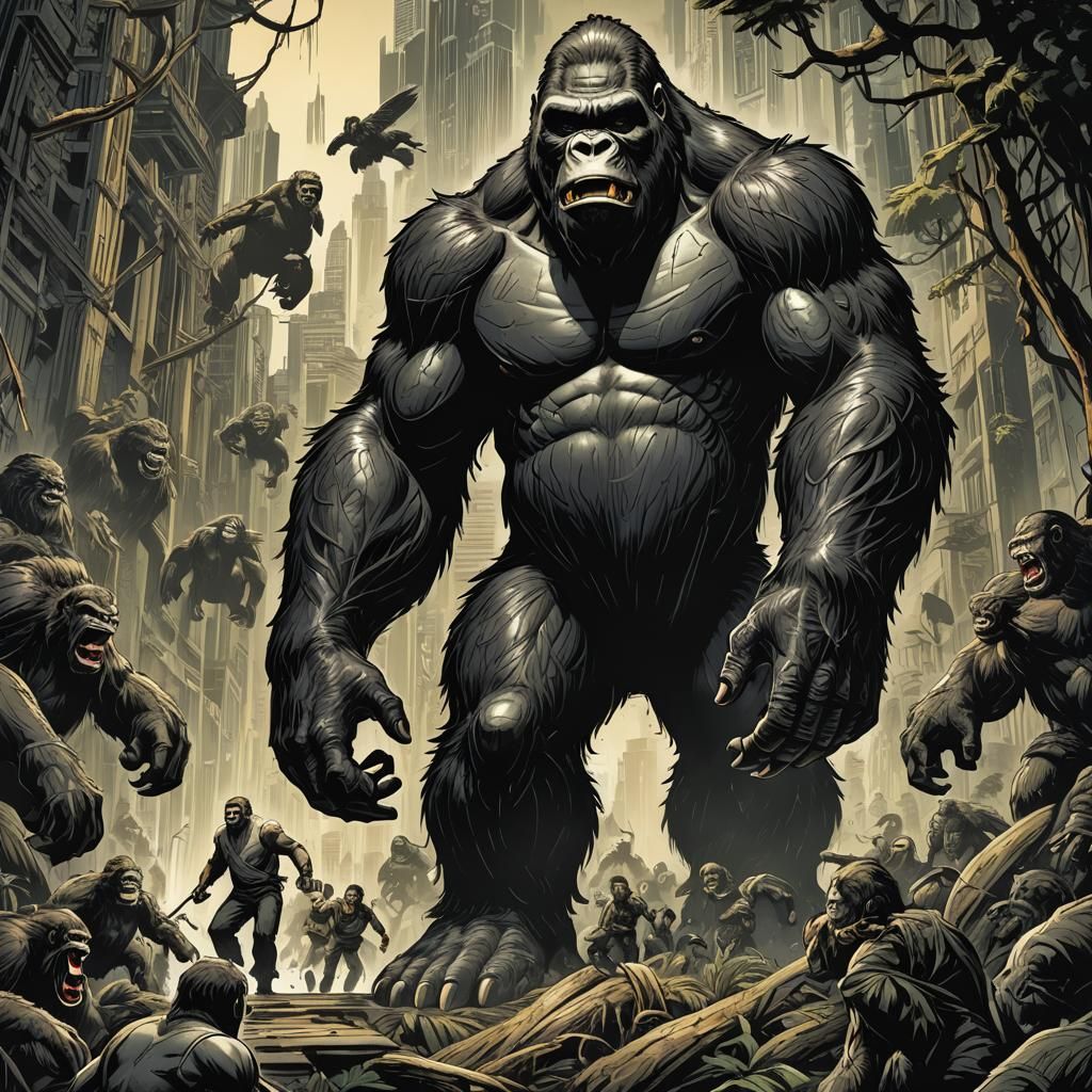 King Kong in Comic Book Art Style