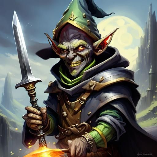 Young Goblin Bladesinger Wizard Character
