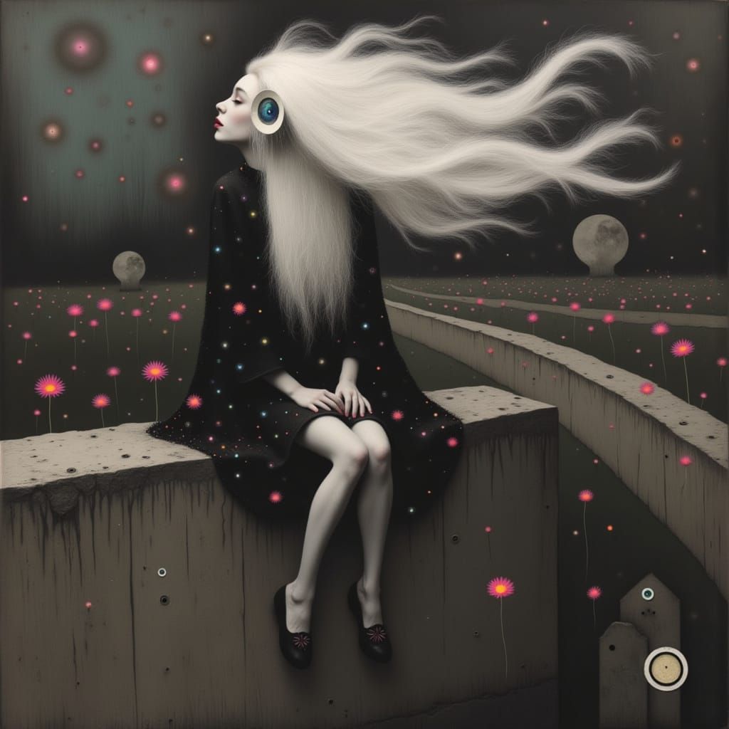 Ethereal Bohemian Crone Surveys Enchanted Woodland