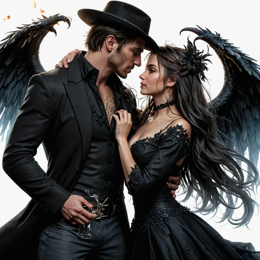 Romantic Couple in Dynamic Flames, HDR