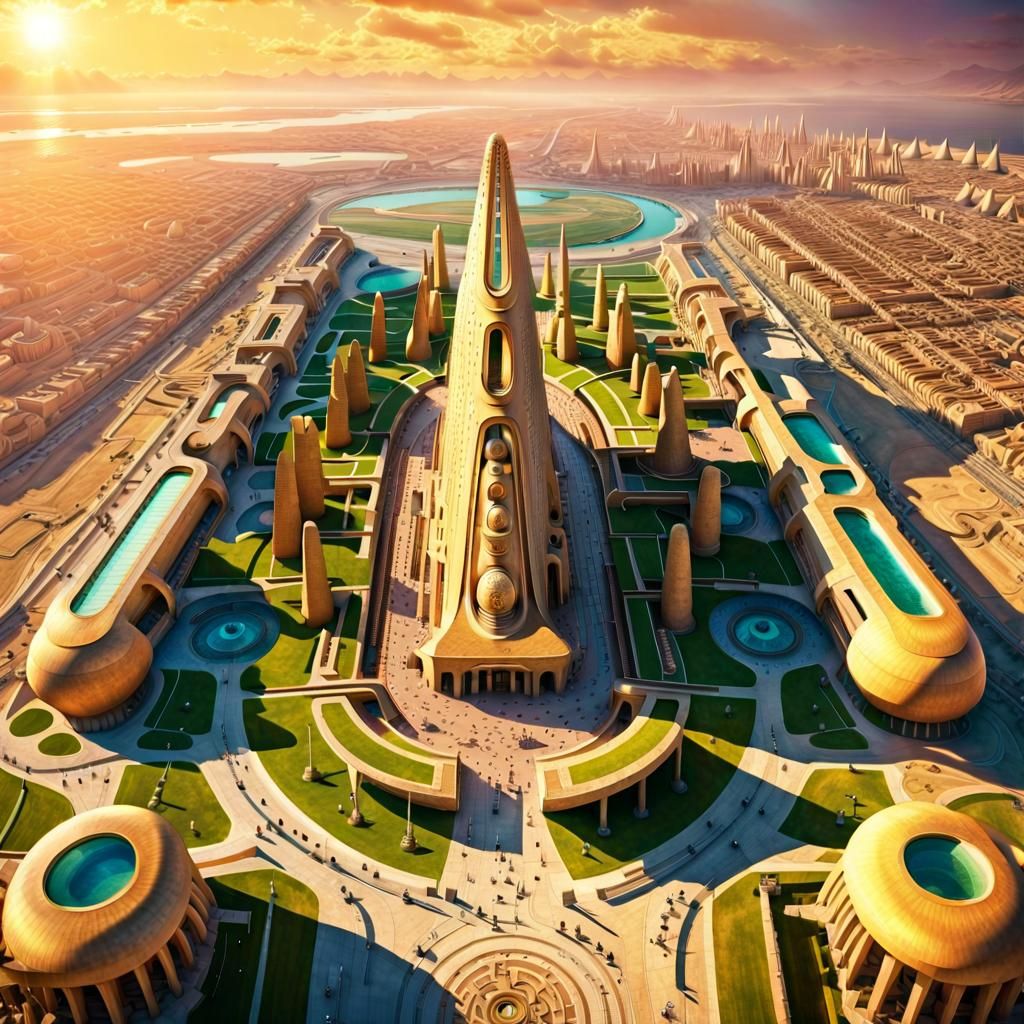 Eco-Futuristic Megapolis in Structural Expressionism Style