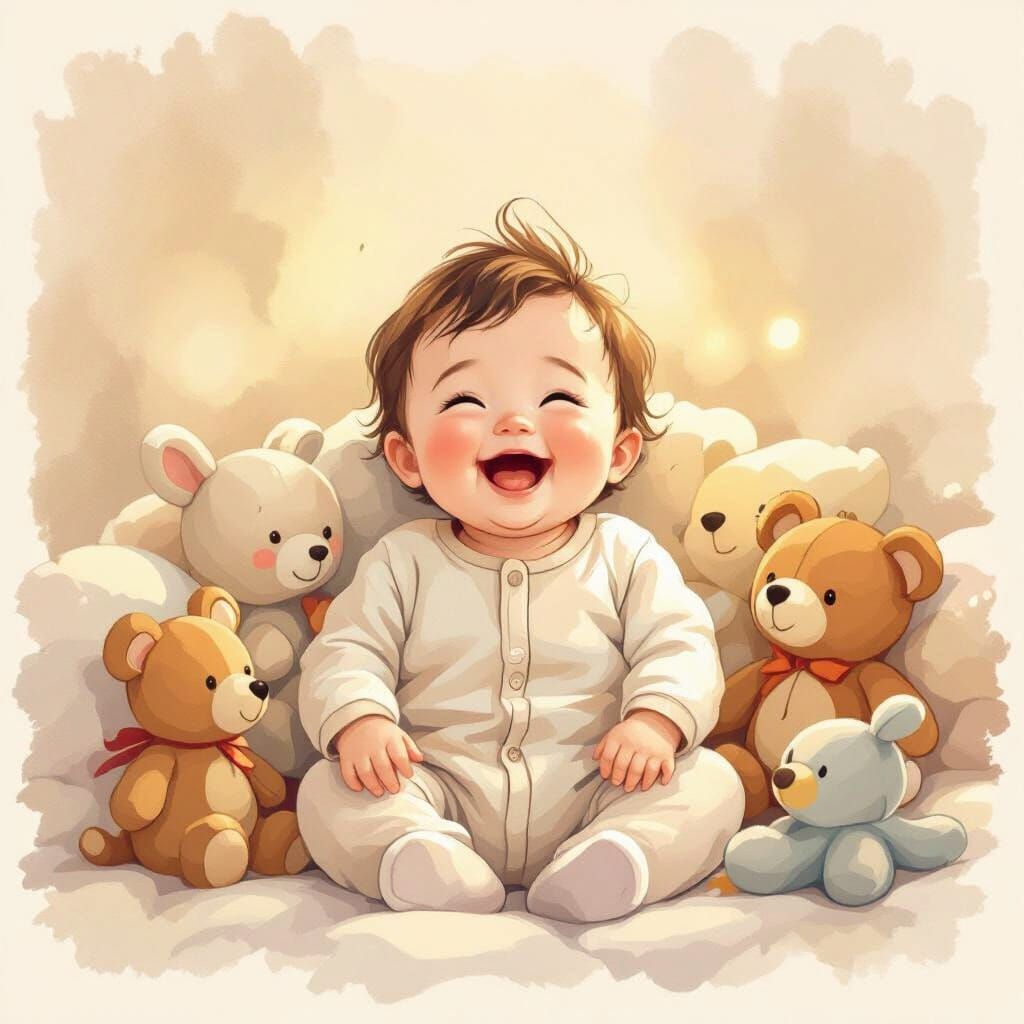 Adorable Baby Giggling in Golden Light