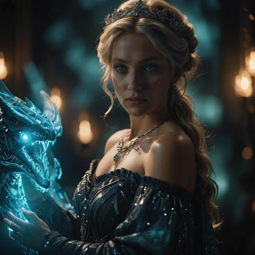 Cinematic Portrait of a Blonde Angel of Darkness