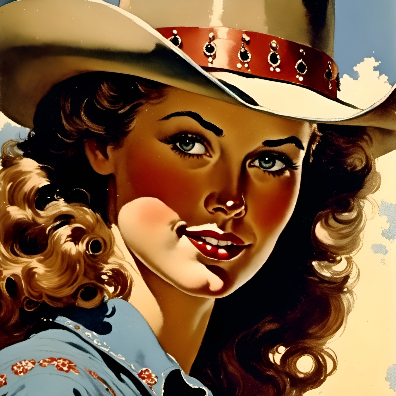 Hyperrealistic Cowgirl Portrait in Rockwell Style