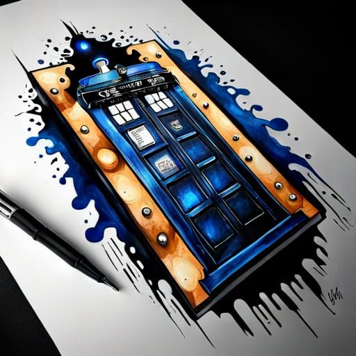 TARDIS Console Room in Ink Punk Style