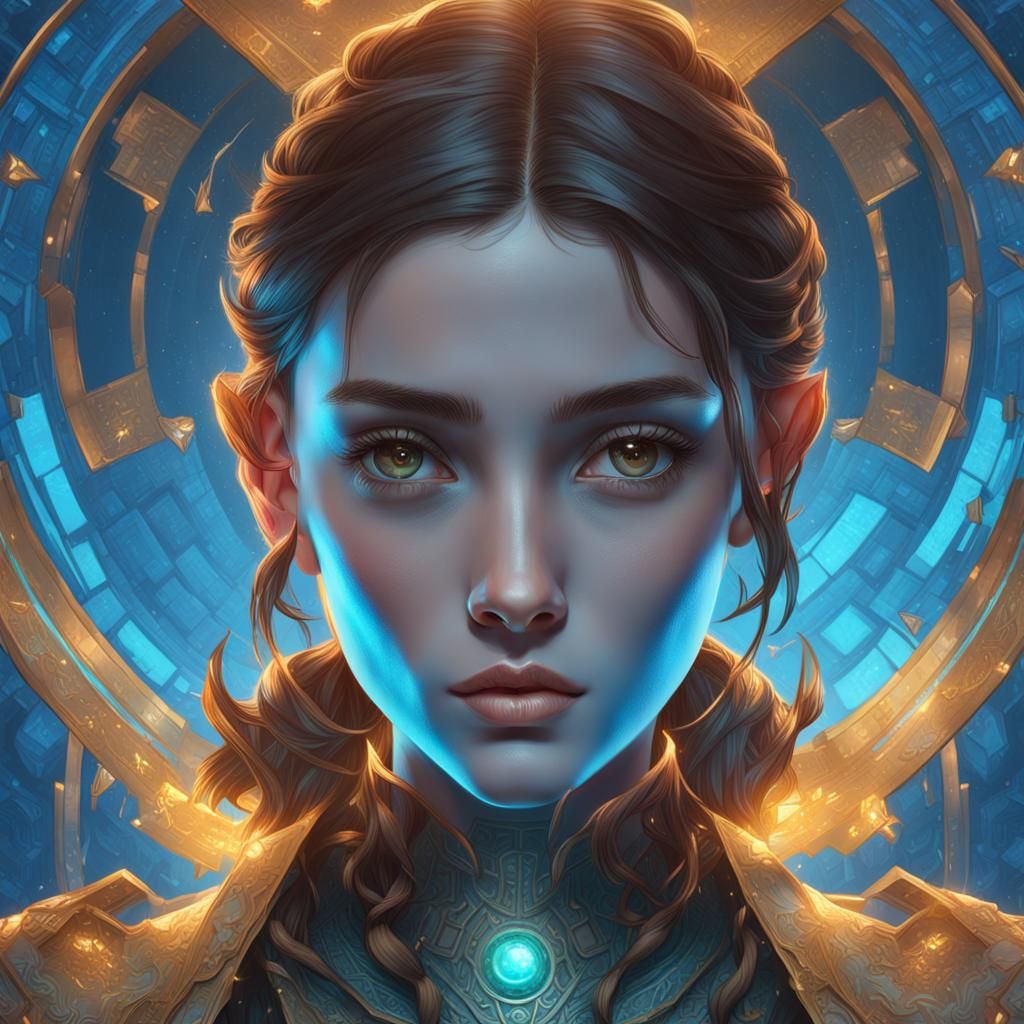 Detailed Portrait of a Girl in Art Nouveau Style