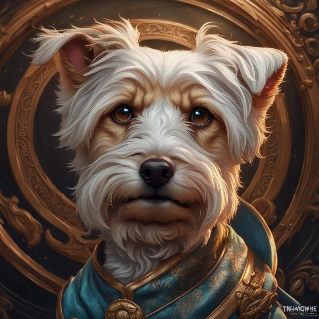 Humorous Canine Portrait in Hyperrealistic Digital Art