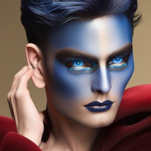 Peacock Goddess with Black Hair in Fantasy Art