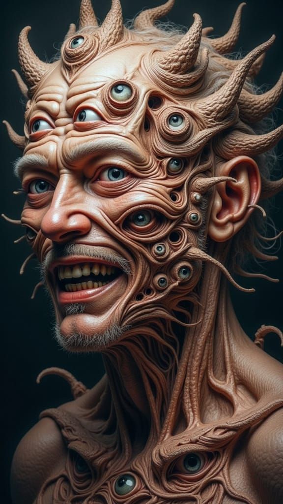 Fractal Faced Man in Surreal Mindscape