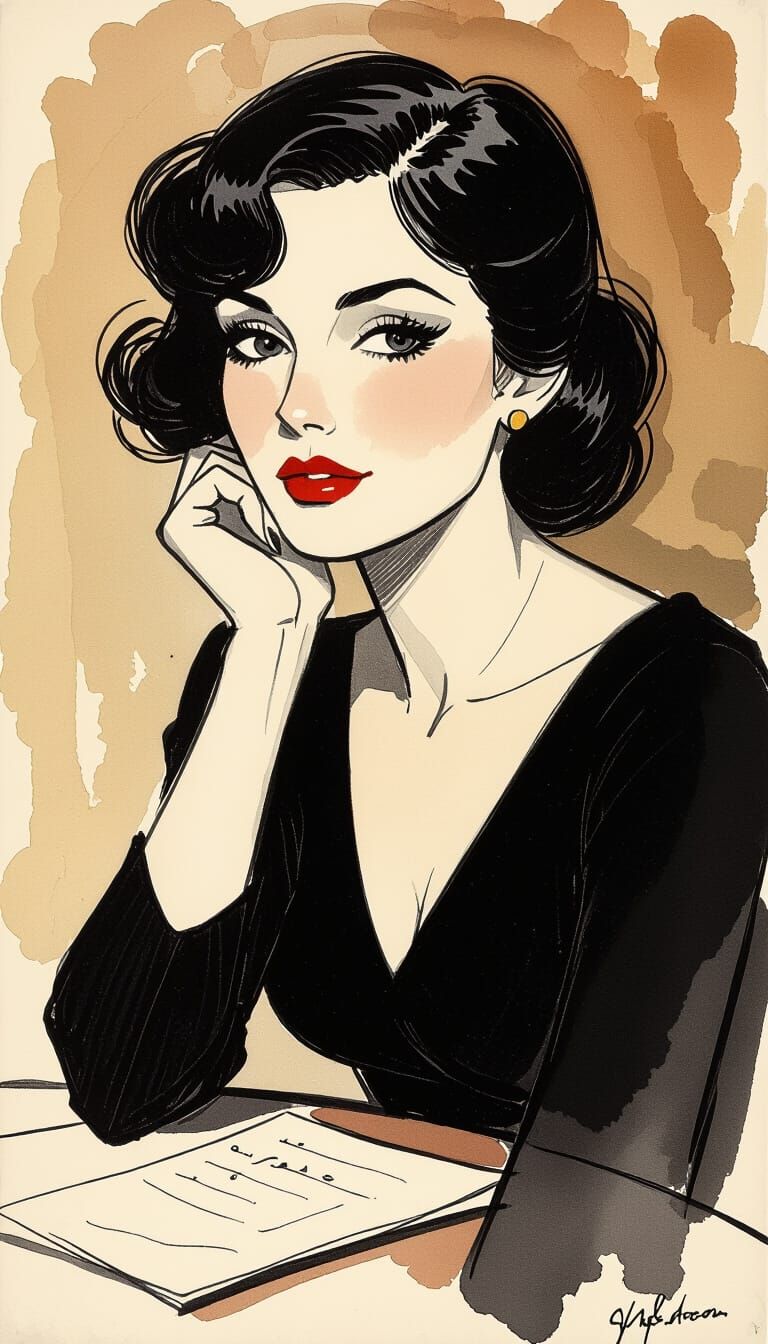 Gloomy Coquette in Watercolour Style