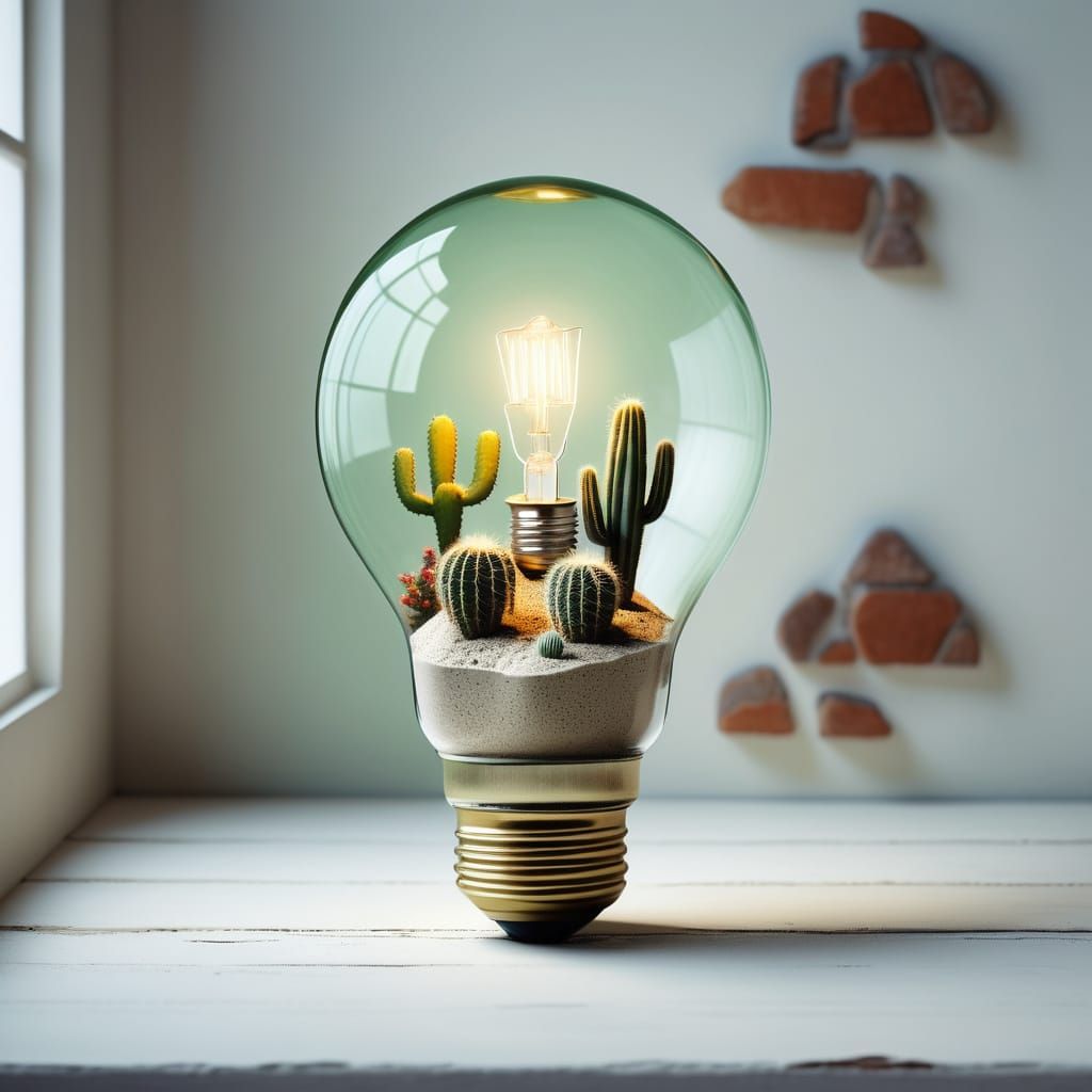 Lightbulb Desert Terrarium: Surreal Realism