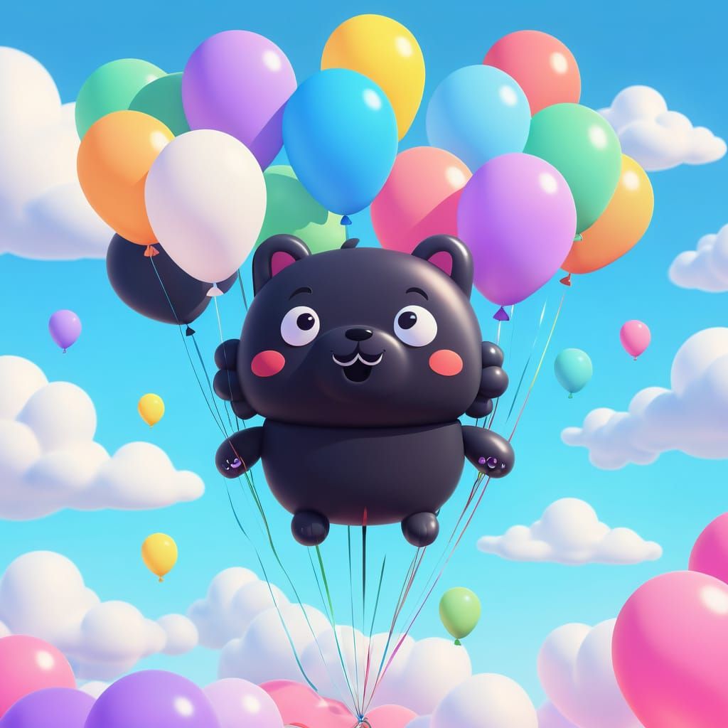 Black cloud balloon pet character cartoon.