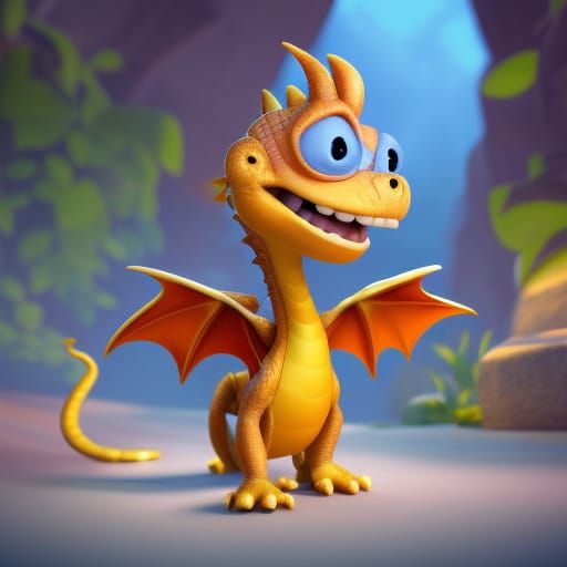 Cute Baby Dragon: 3D Digital Art
