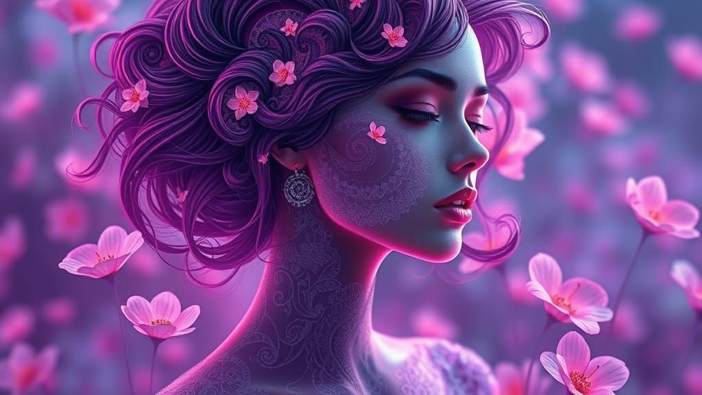 Fractal Goddess in Vibrant Bloom