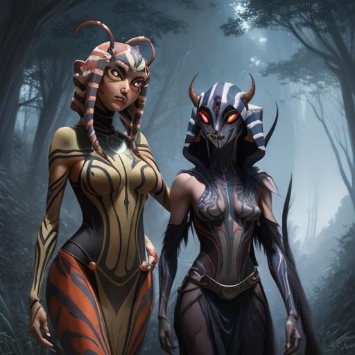 Ahsoka as Arachne Monster Girl in Anime Style