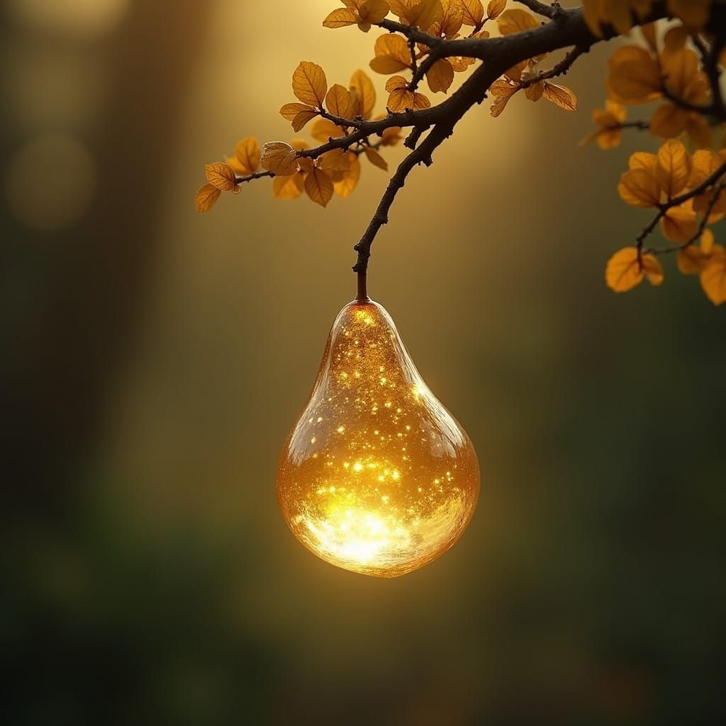 Ethereal Crystal Fruit Dangles from Majestic Golden Tree