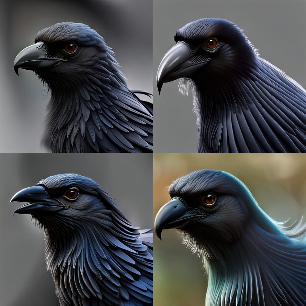 Photorealistic Crow with Shiny Feathers in 8K