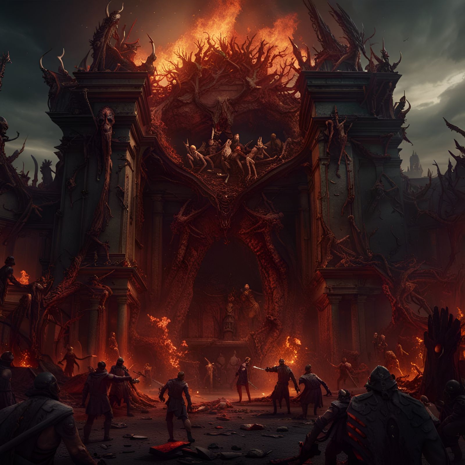 Demons Battle Zombie Army at Hell's Gate