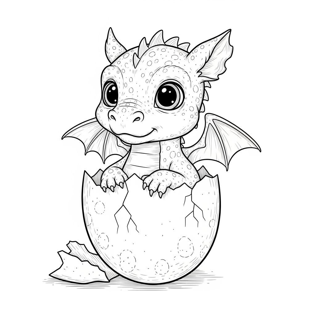 Magical Baby Dragon Hatching Illustration