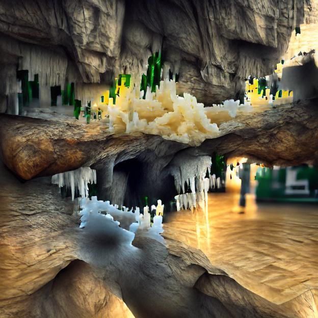 Photorealistic Cave with Stalactites and Stalagmites
