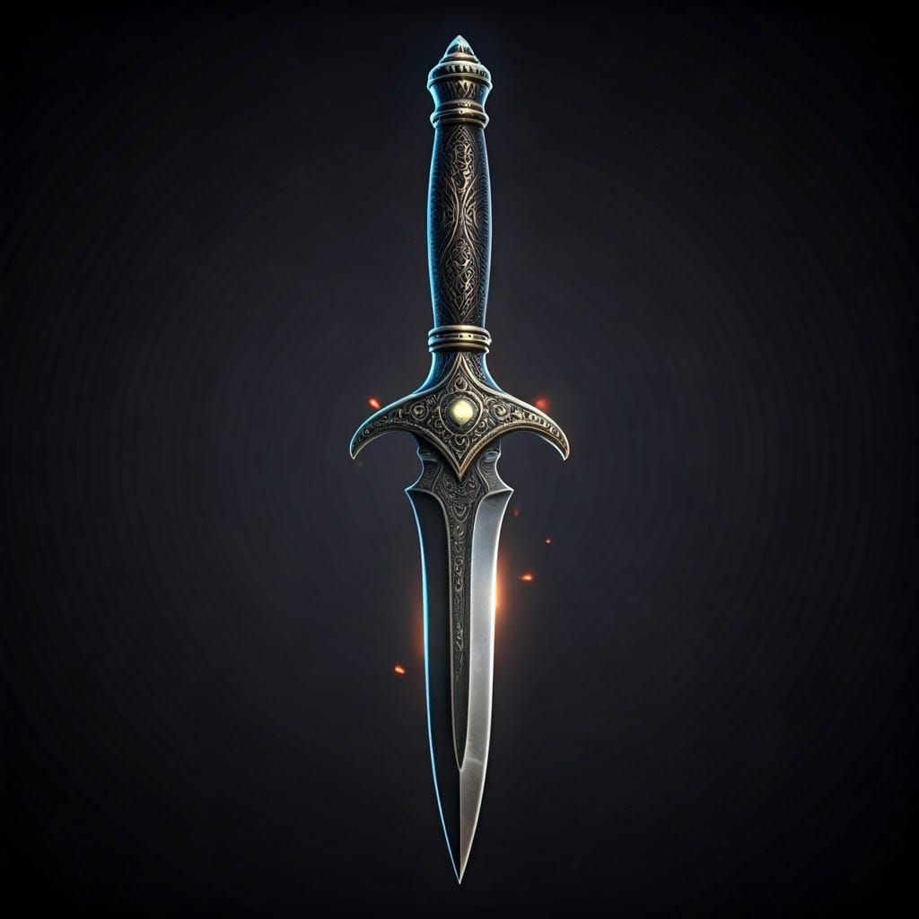 Ornate Stiletto Dagger with Intricate Etchings