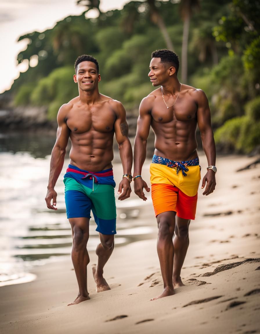 Shirtless Men on a Beach: Professional Photography