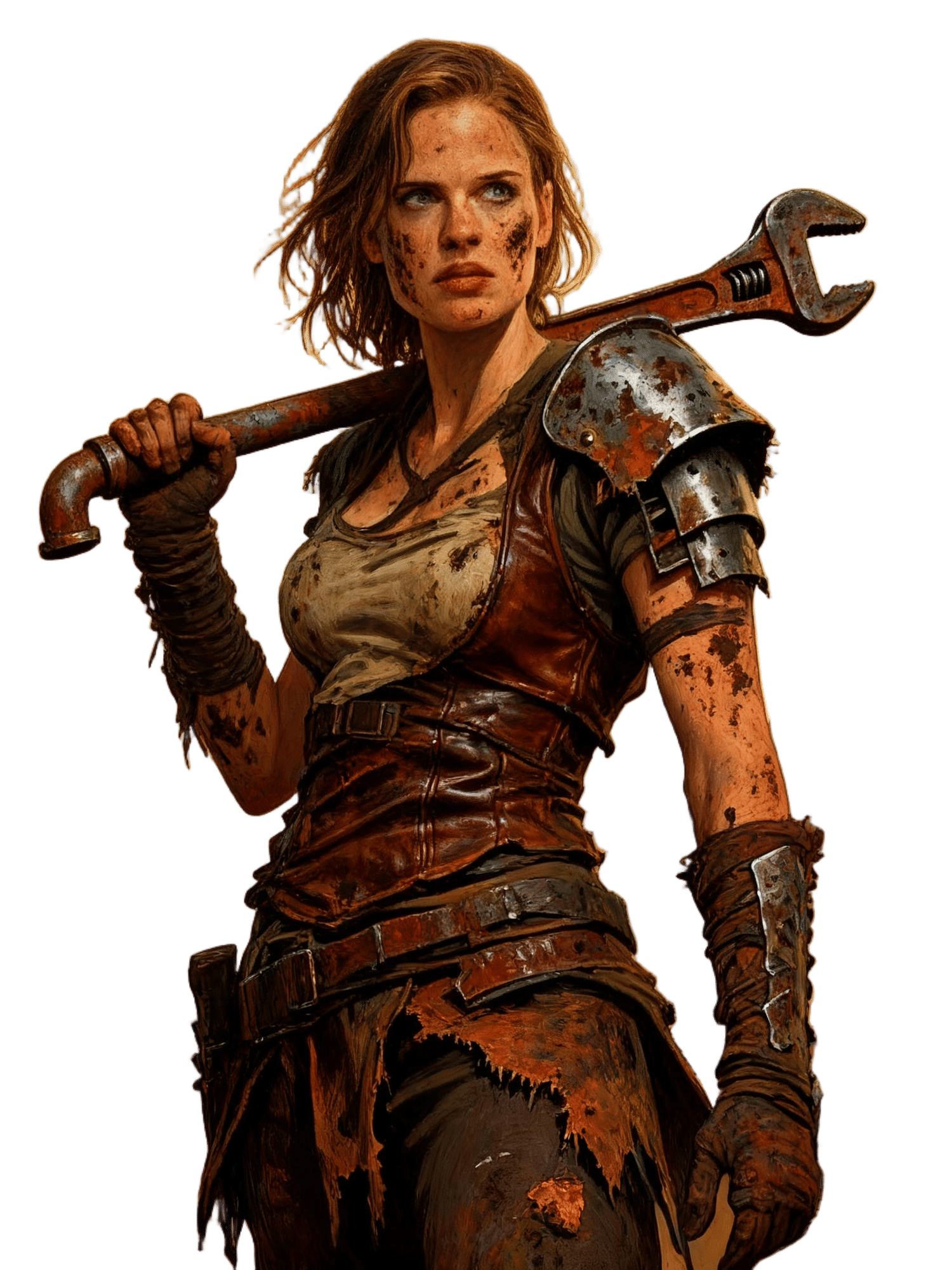 Post-Apocalyptic Warrior Woman with Makeshift Weapon