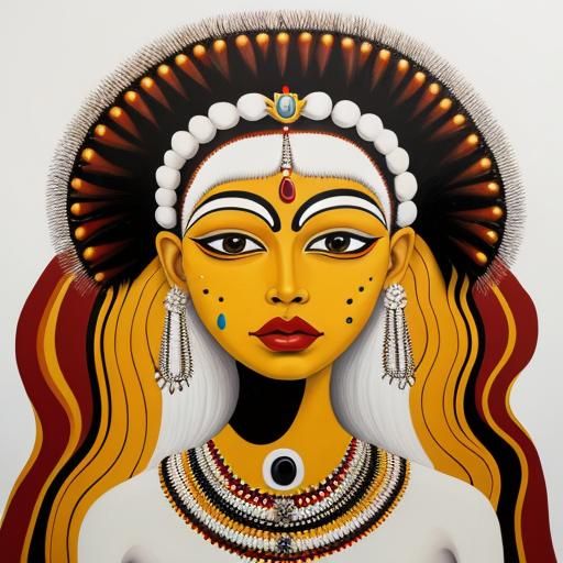 Surrealist Queen of England Portrait in White Oil