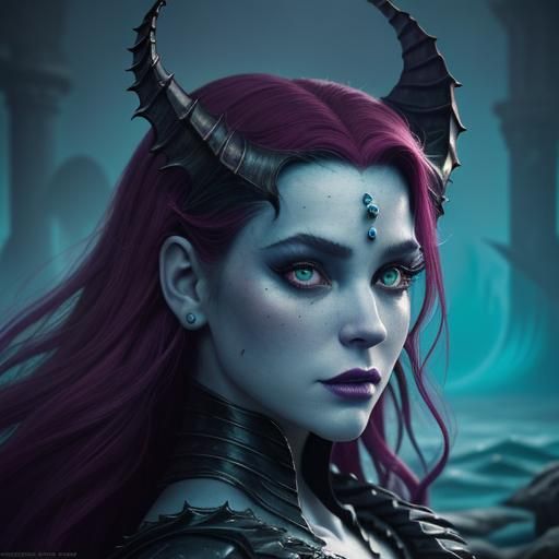 Grotesque Mermaid Villain in Dark Disney Photorealism