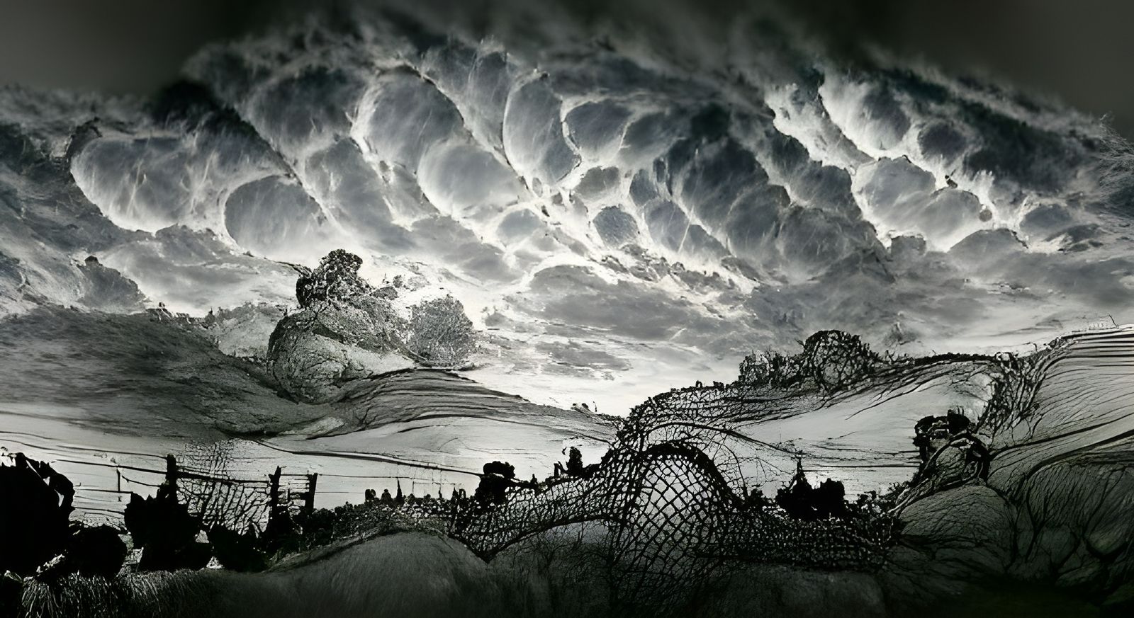 Dramatic Clouds: Pen and Ink Illustration