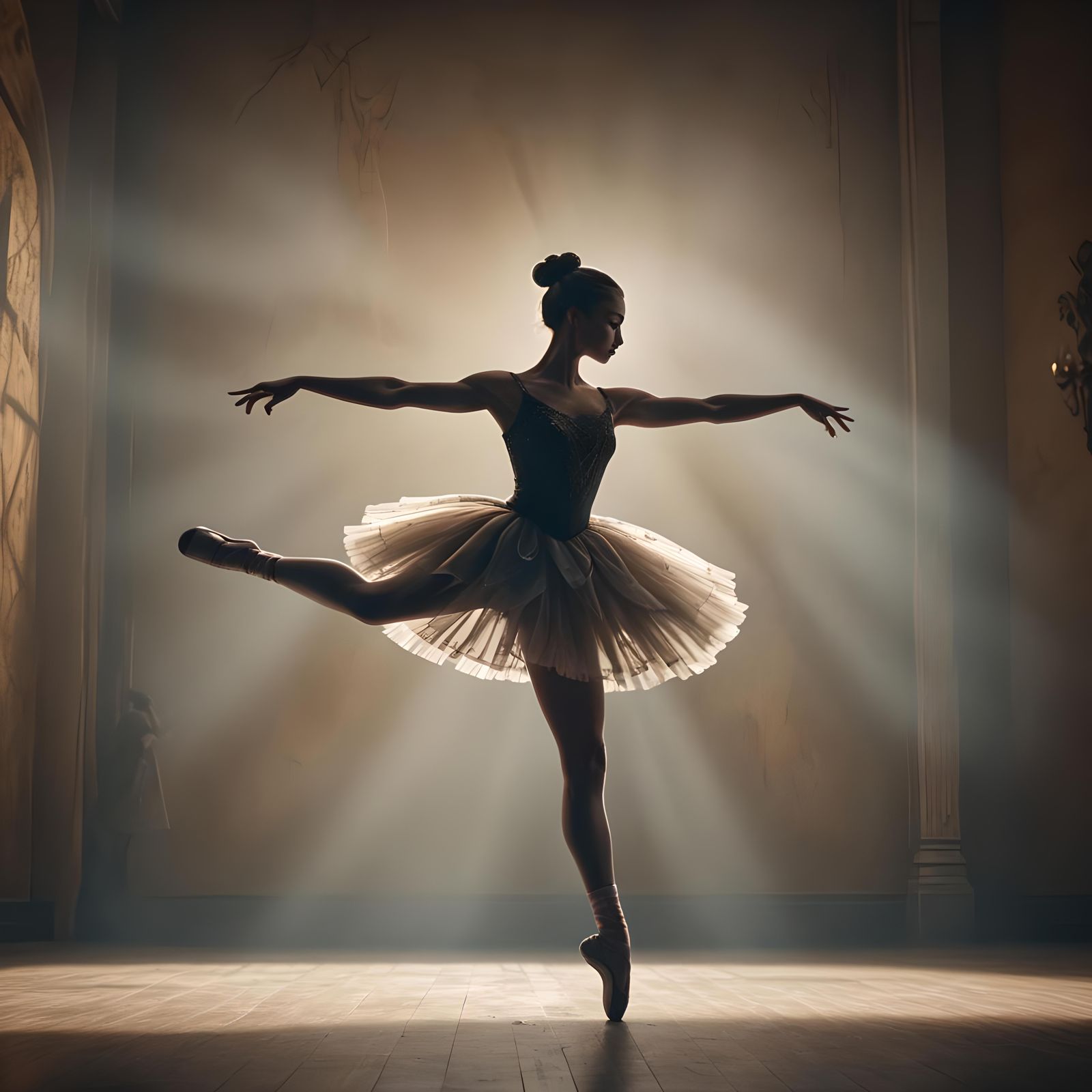 Ballerina Silhouette in Dramatic Digital Painting