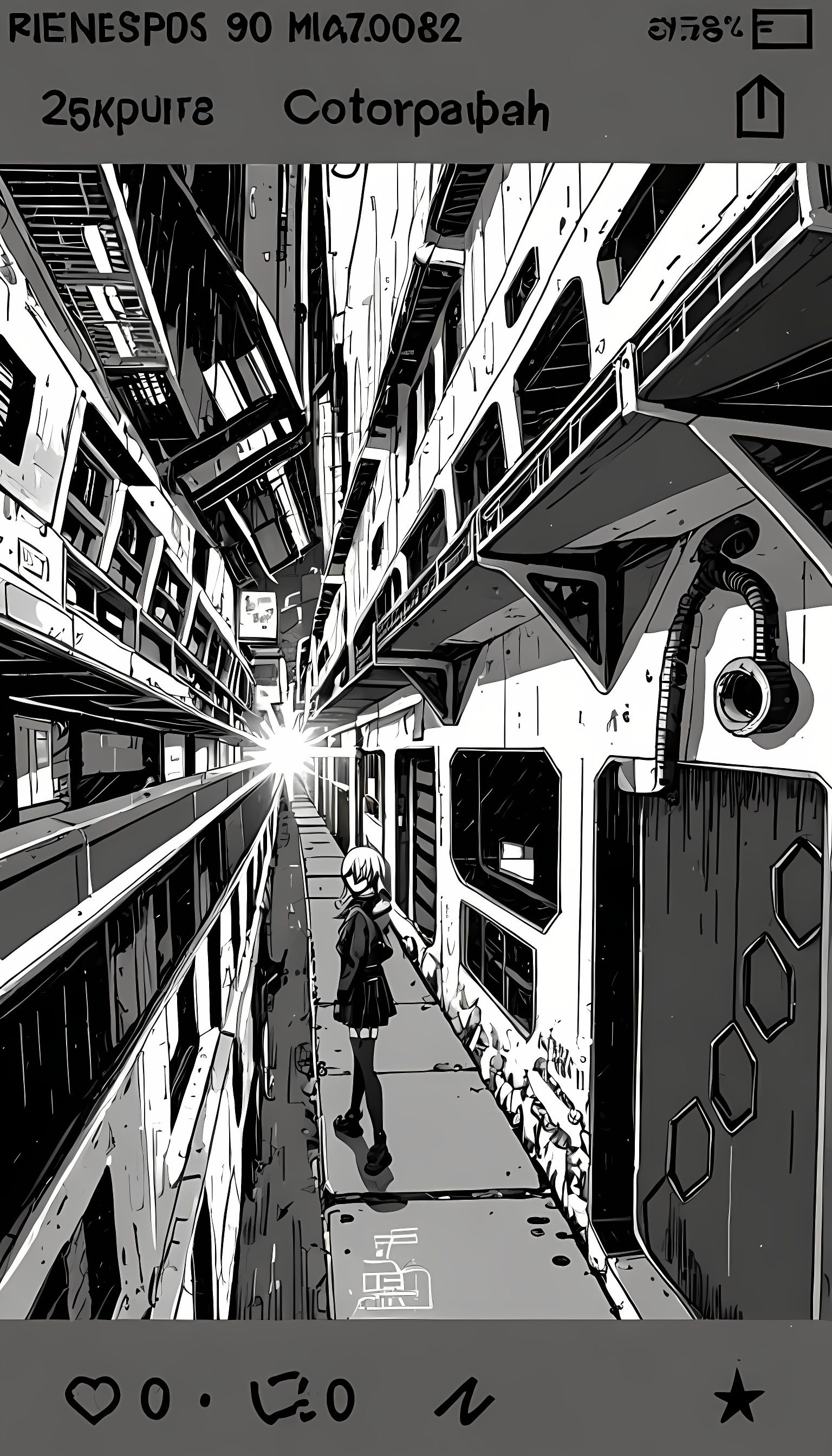 Serious Schoolgirl in Cyberpunk Cityscape