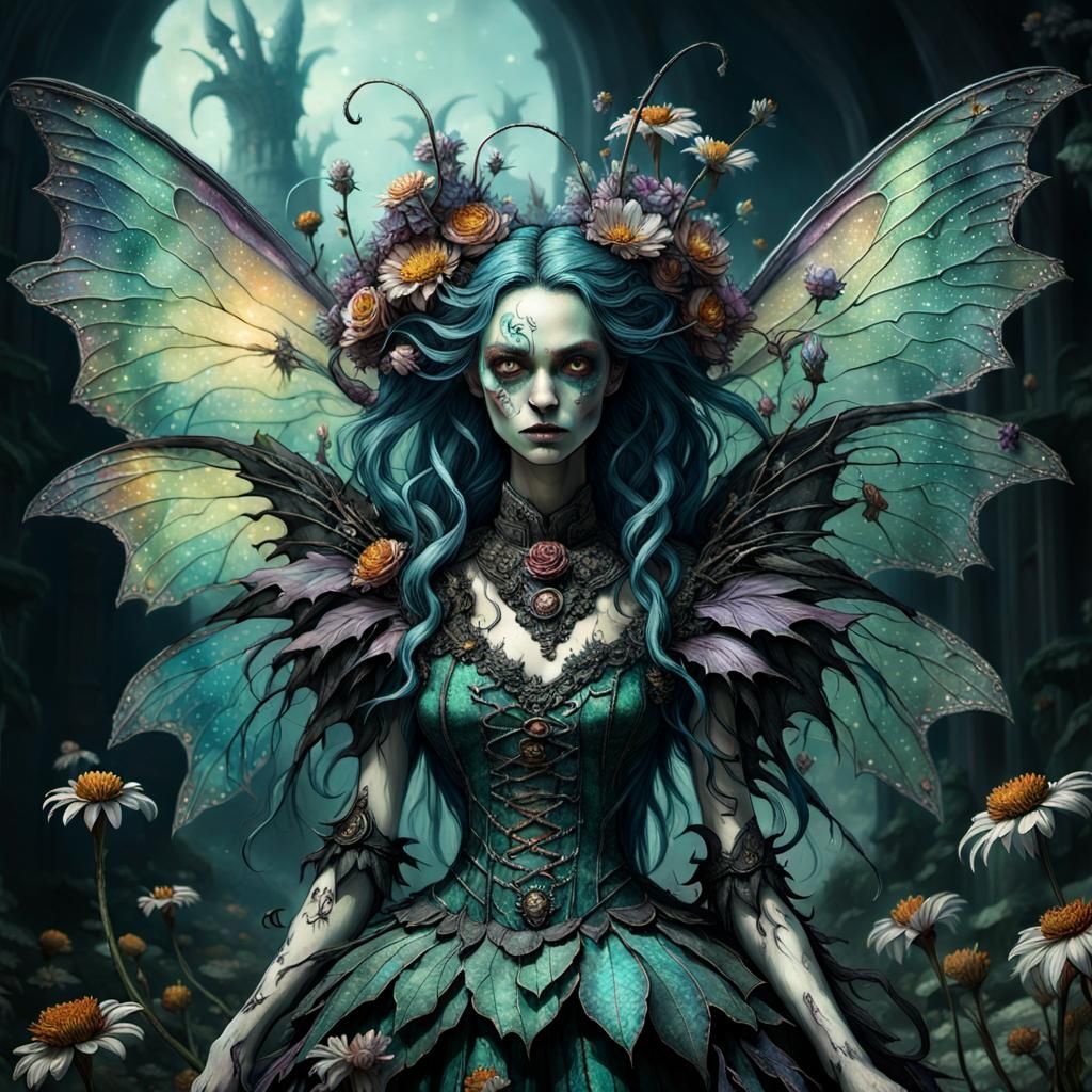 Macabre Fairy with Torn Wings, Fantasycore Art