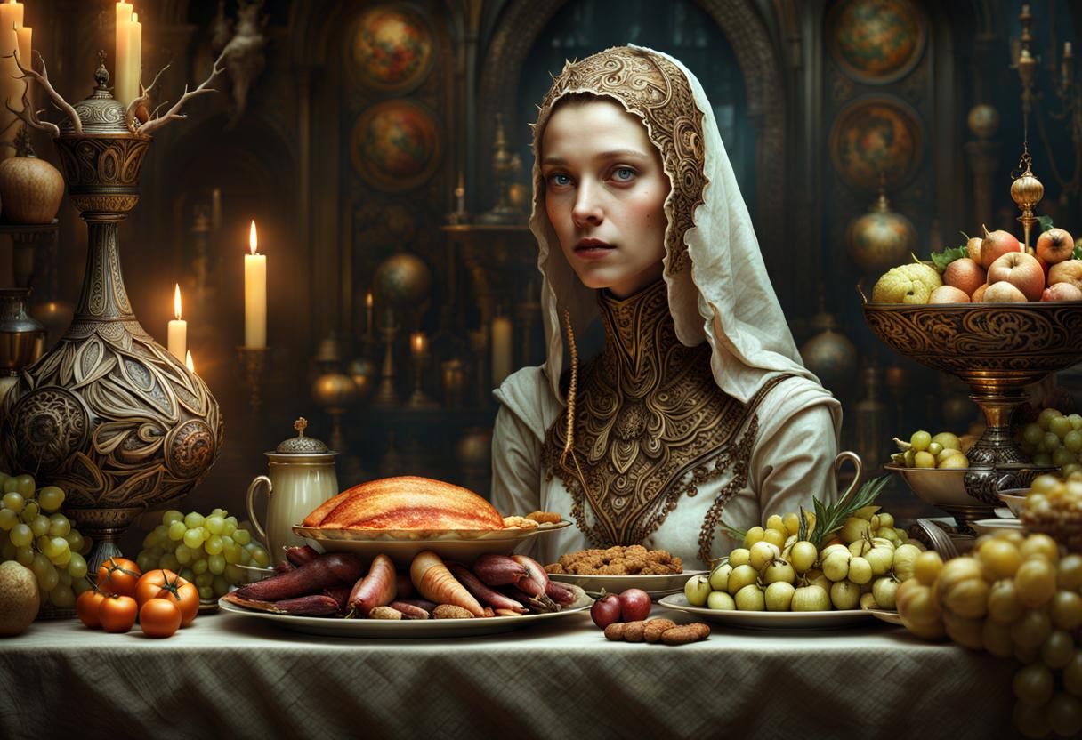 Dreamlike Feast: Bizarre Food in a Futuristic World