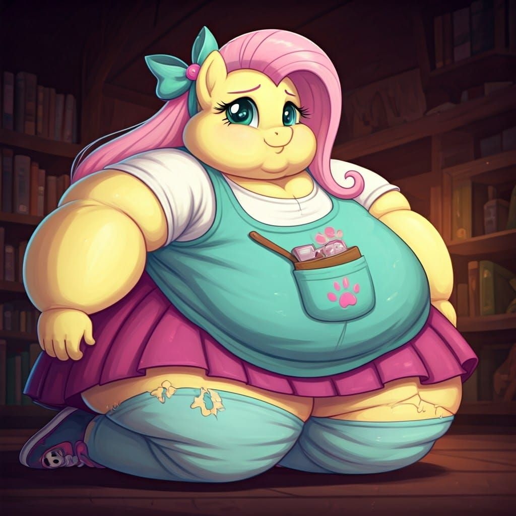 Fluttershy Working at the Animal Shelter as Impasto Painting