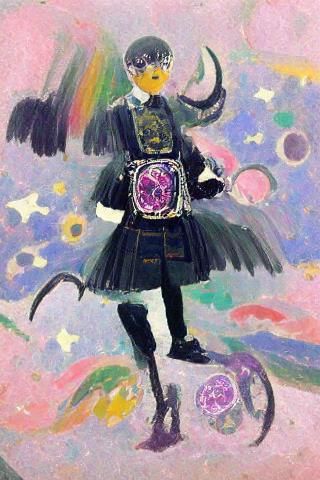 Abstract Magical Girl Transformation in Retrofuturism Style