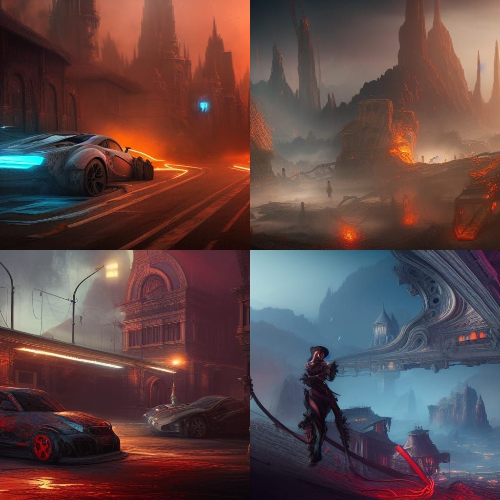 Detailed Matte Painting of Burnout in Deep Color