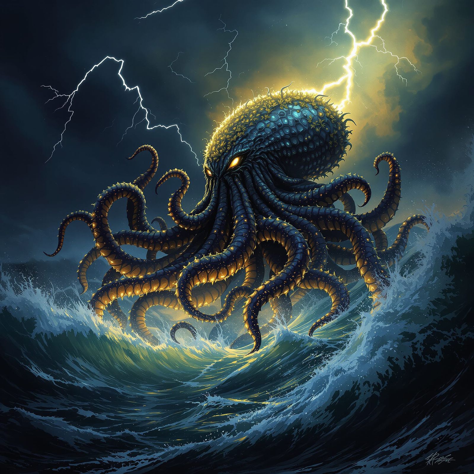 Ancient Kraken Rises From Stormy Ocean Depths