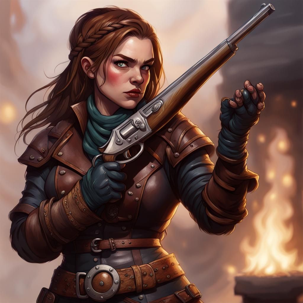 Dwarf Gunslinger Portrait with Dynamic Lighting