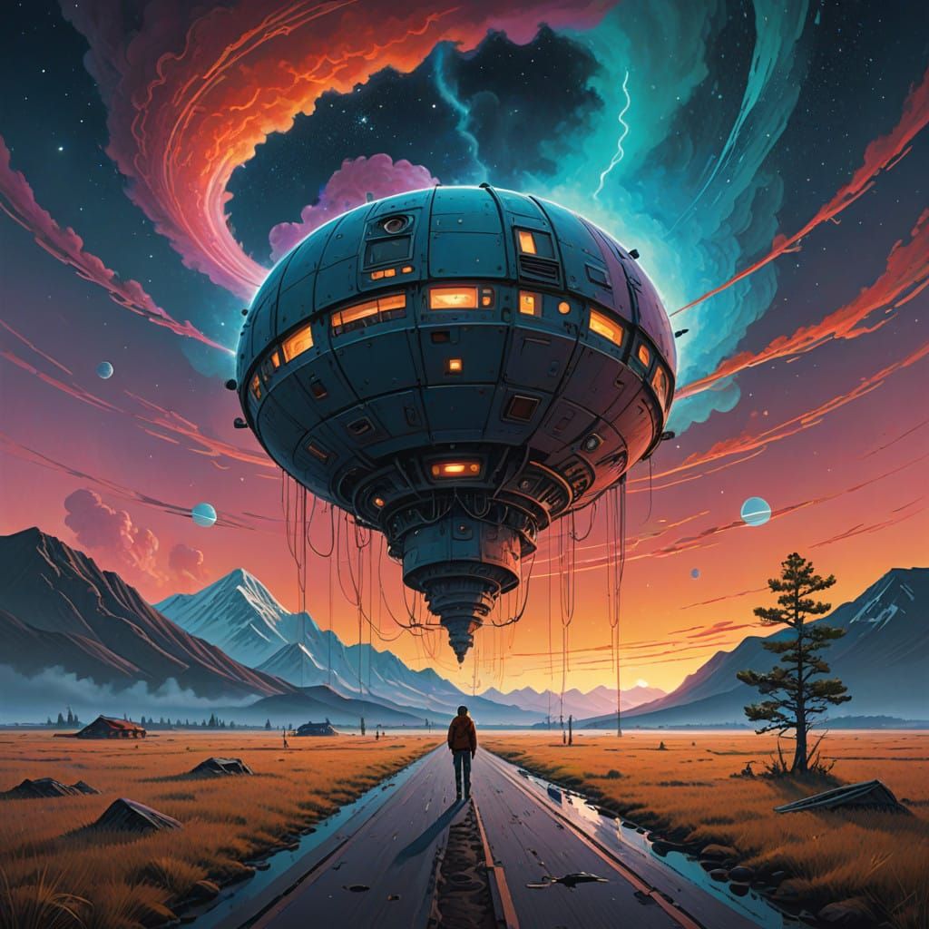 Celestial Ascension in Vibrant Cosmic Colors