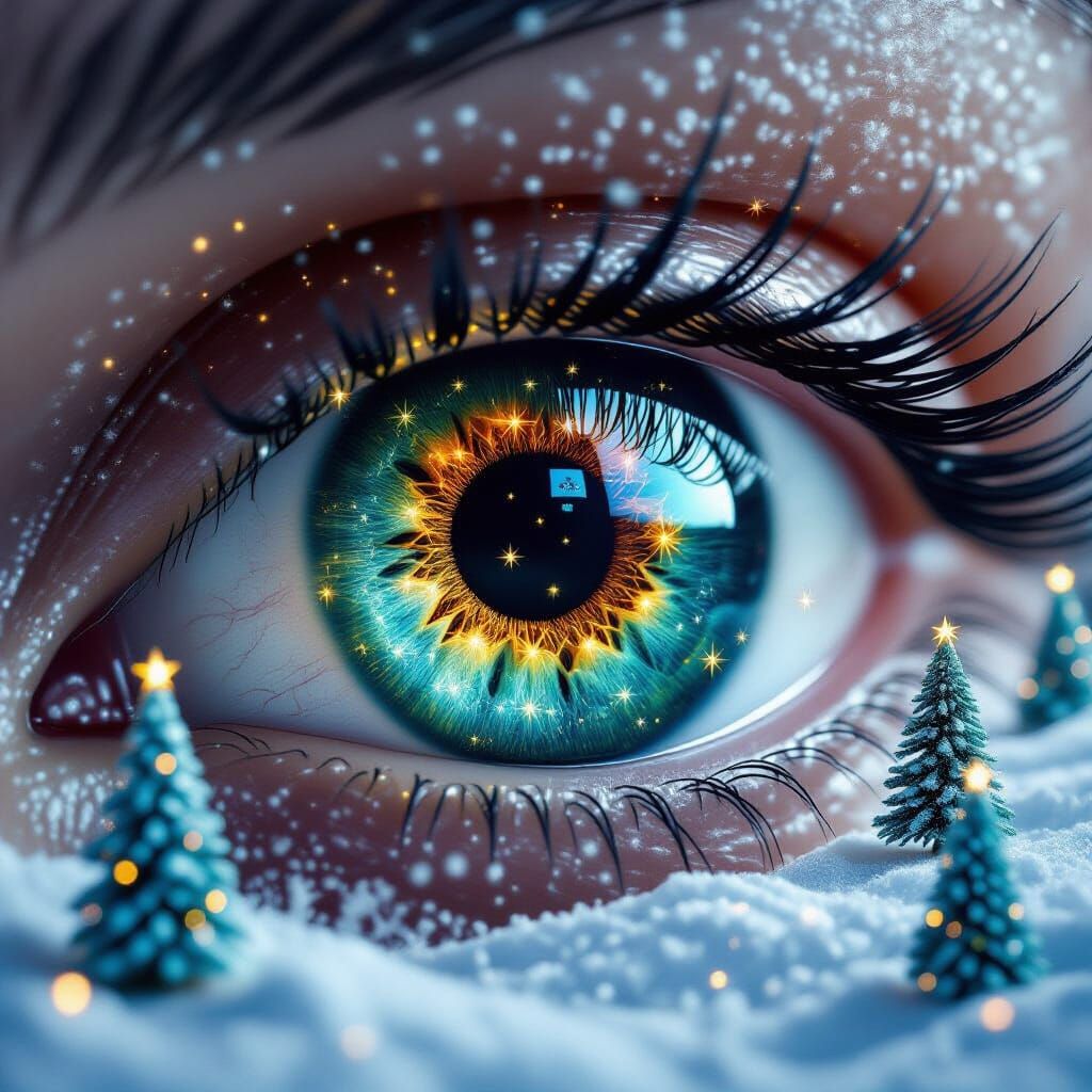 Christmas Iris: A Fantastical Winter Wonderland Eye