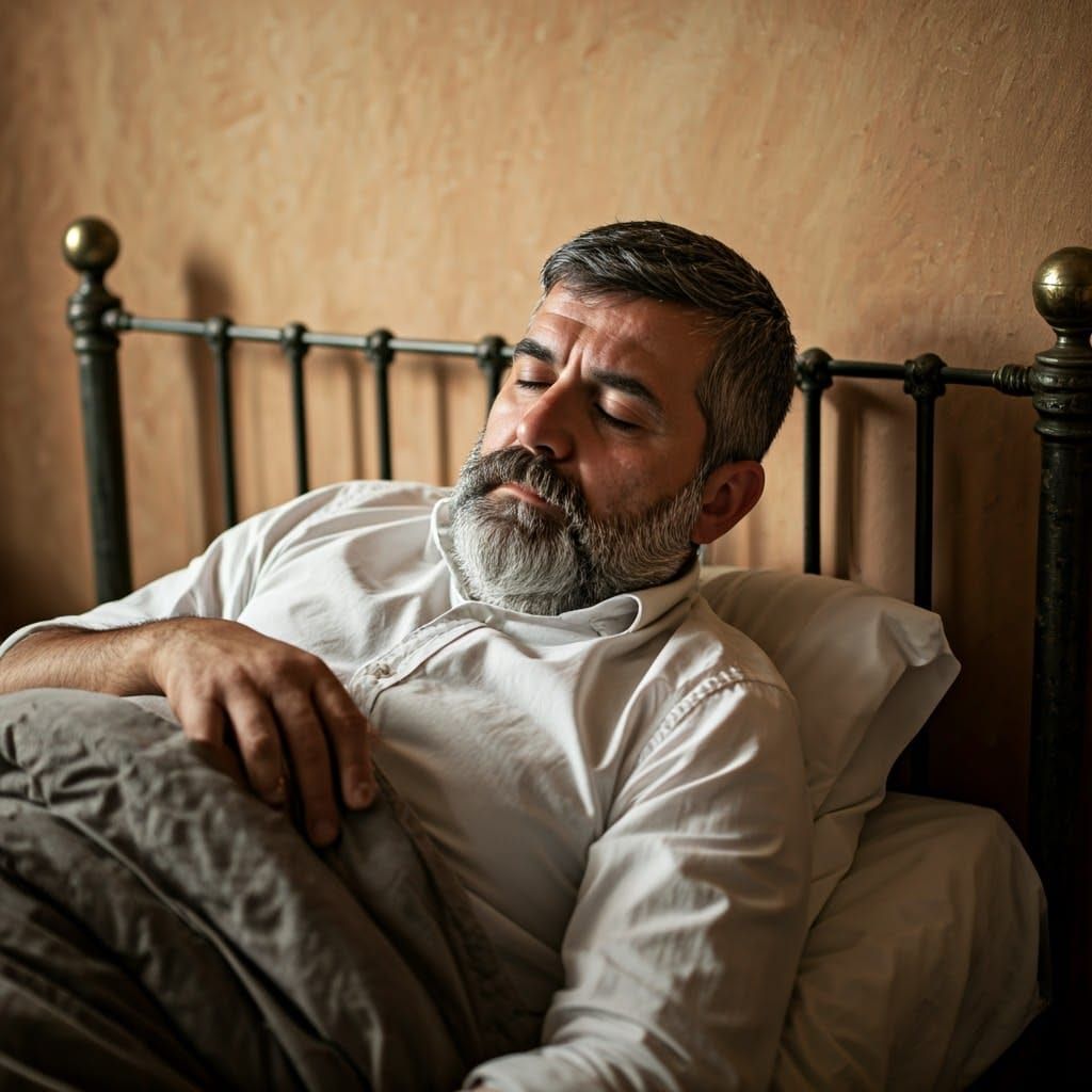 Slept Italian Geologist in Earthy Tones and Wrought Iron Bed