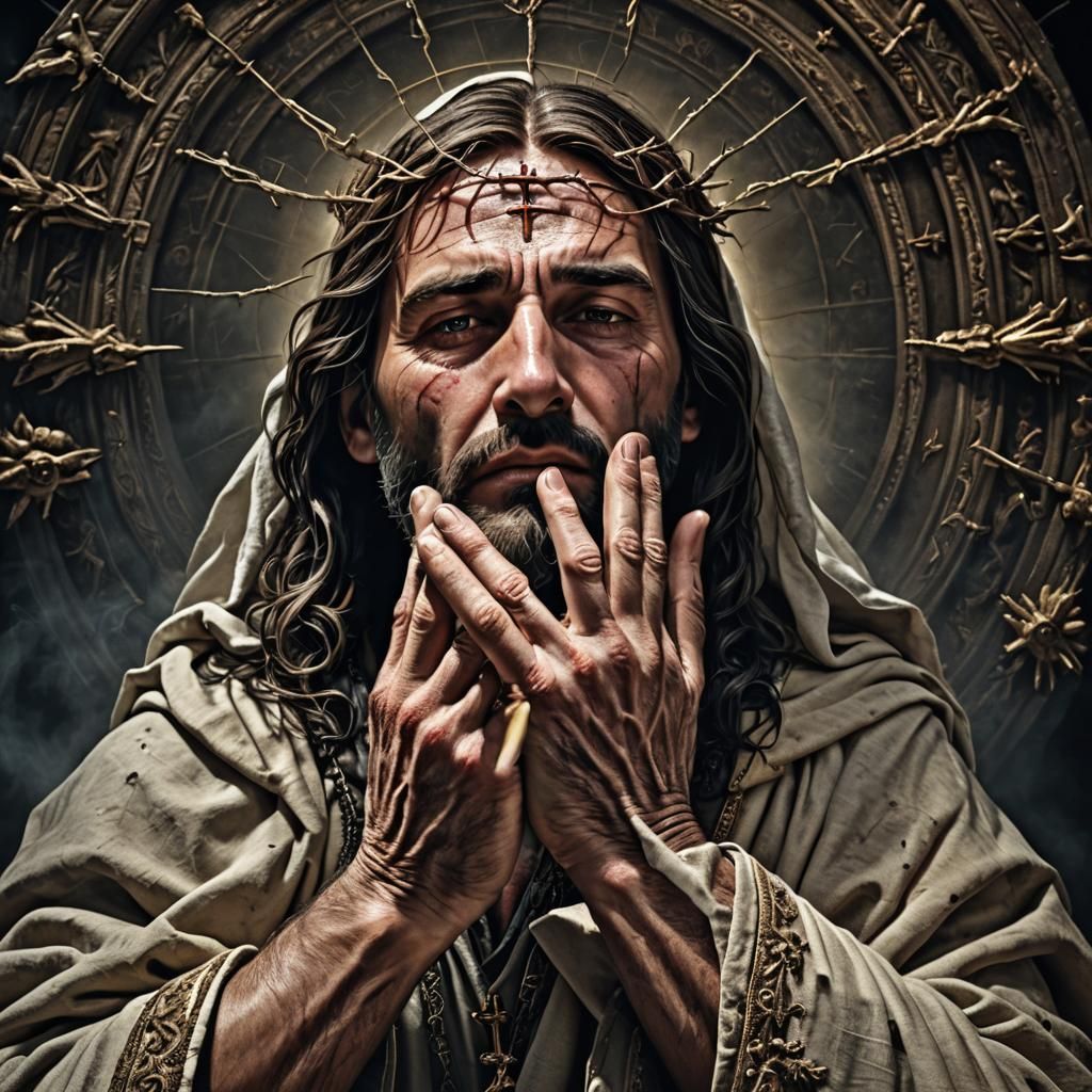 Man Wakes Up with Stigmata, Hyperrealistic Image